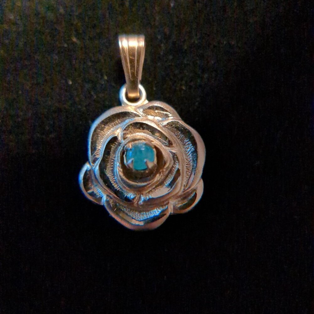 Vintage 12K Gold-Filled Rose and Jade Charm